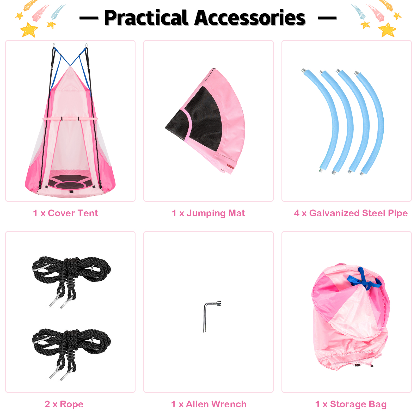 Kinder Hängesessel Schaukel Set 2-in-1 abnehmbares Hängesessel Haus Zelt - Bild 46 von 48