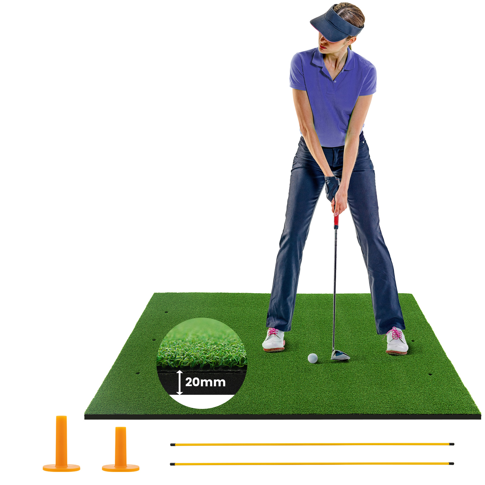 Alfombra de golf césped artificial práctica interior exterior con 2 camisetas de goma - Imagen 35 de 68