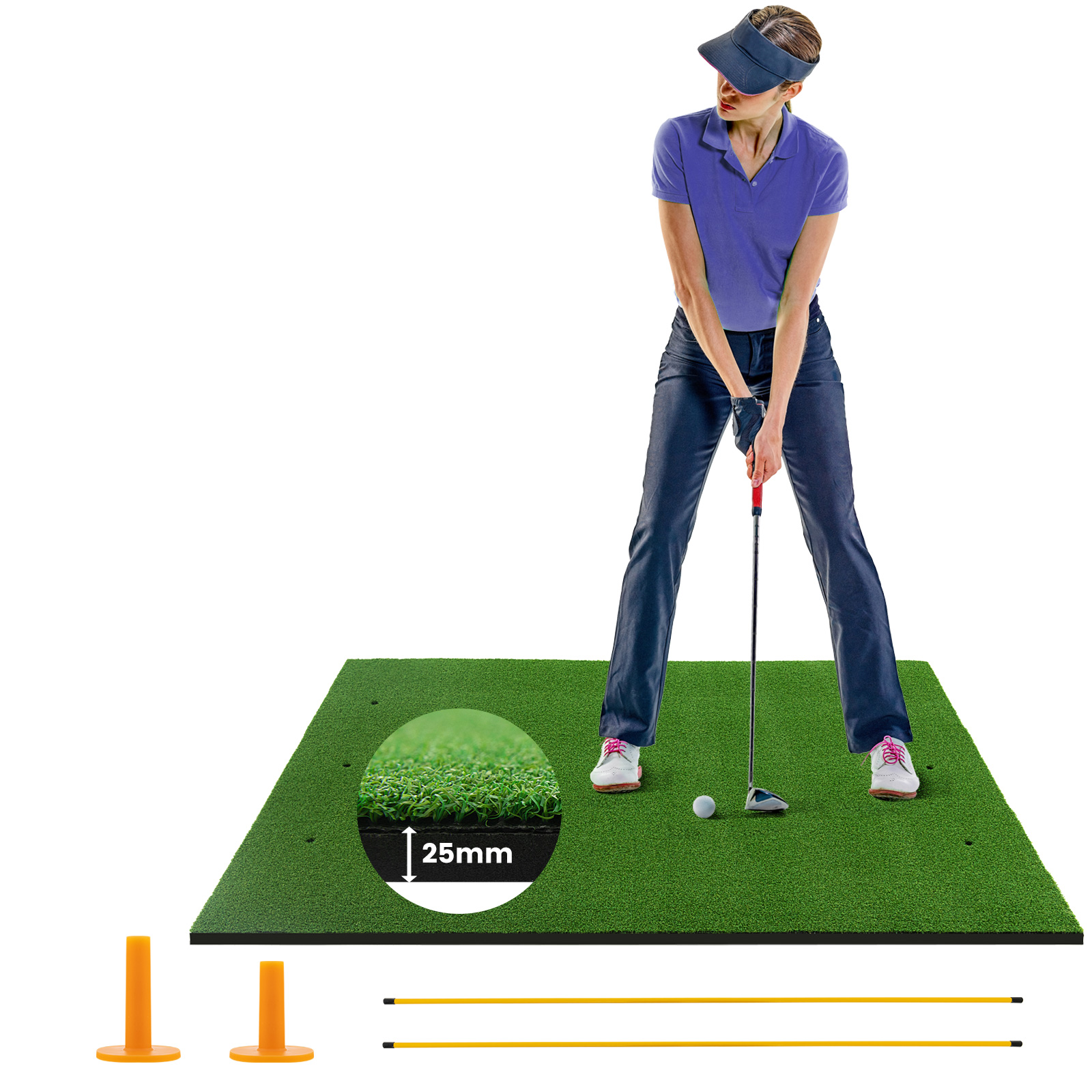 Alfombra de golf césped artificial práctica interior exterior con 2 camisetas de goma - Imagen 45 de 68
