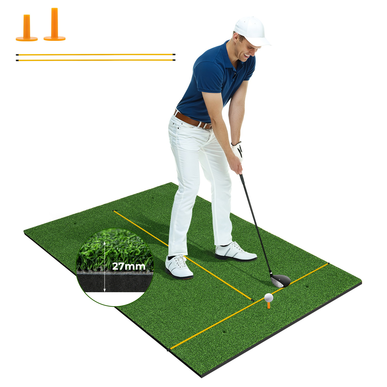 Alfombra de golf césped artificial práctica interior exterior con 2 camisetas de goma - Imagen 20 de 68