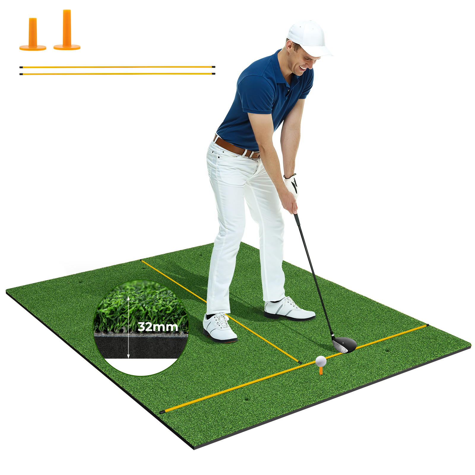 Alfombra de golf césped artificial práctica interior exterior con 2 camisetas de goma - Imagen 62 de 68