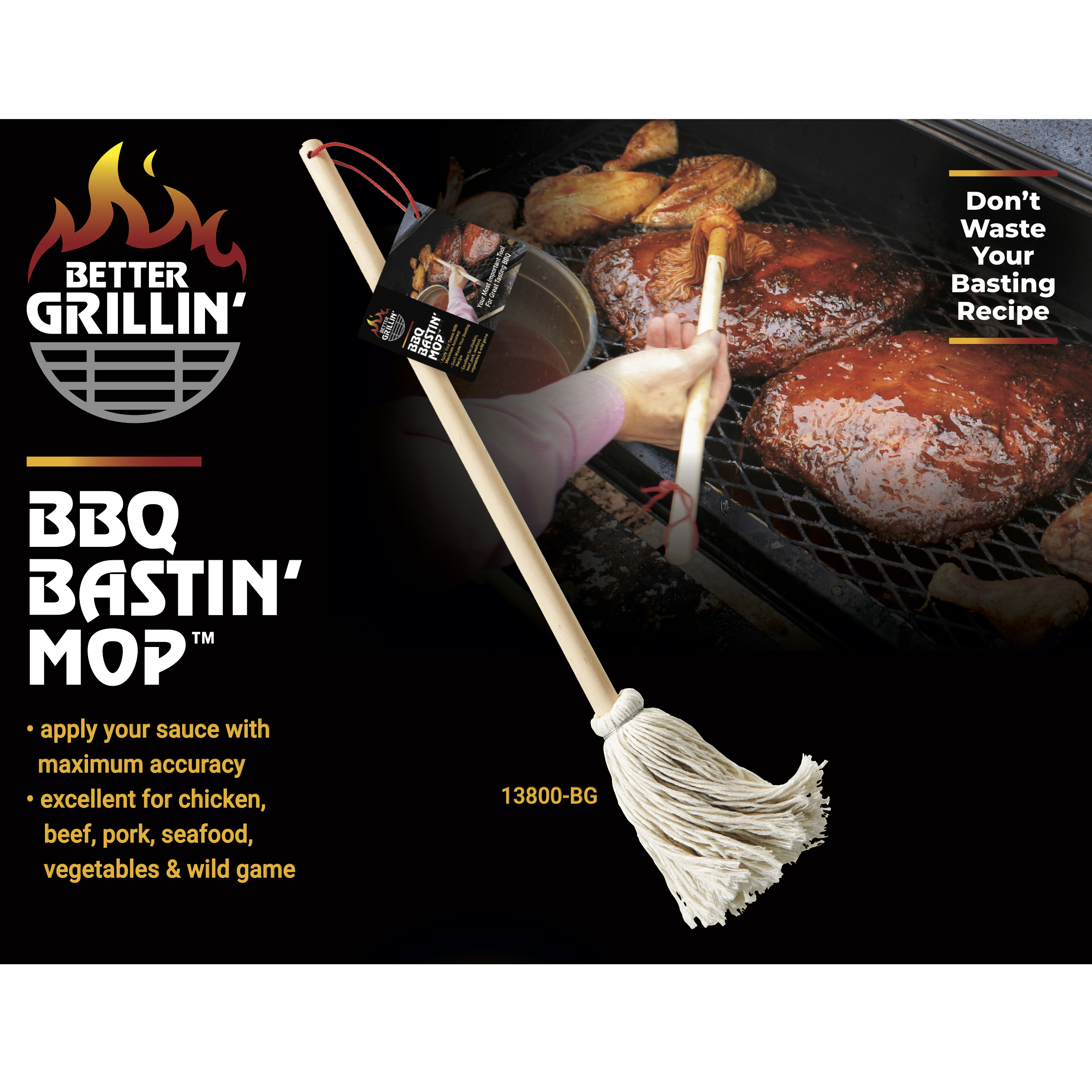 Better Grillin BBQ Barbecue Grill Accessories Bundle Kit Mop Stone Sauce Handle - Picture 9 of 32
