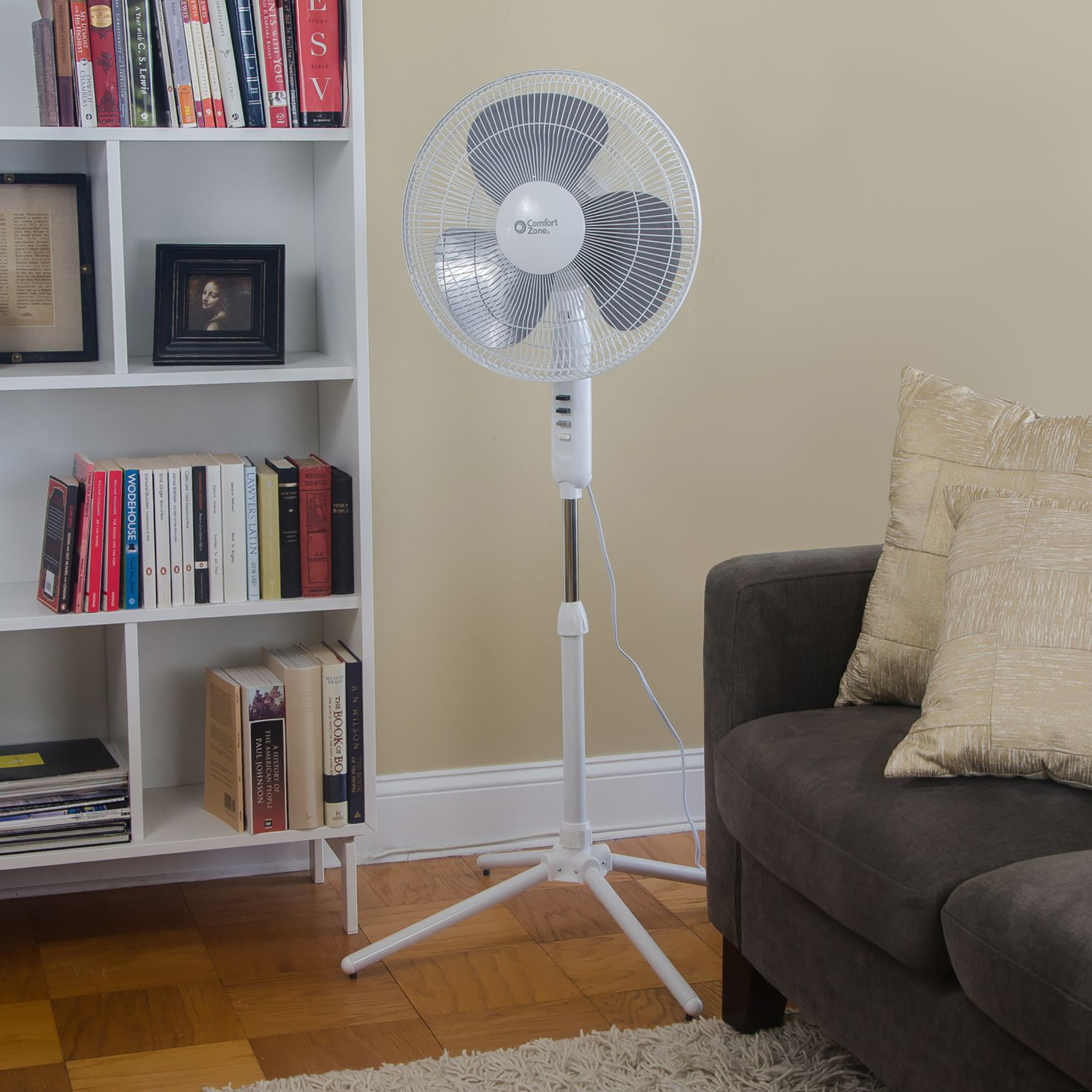 Comfort Zone CZST161BTE 3Speed Adjustable 16" Oscillating Pedestal Fan