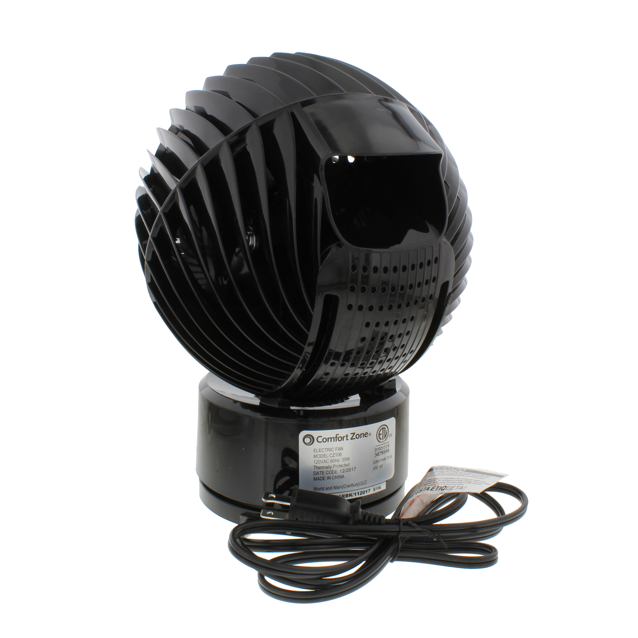 Comfort Zone CZ106RBK, 6Inch Digital Touch Oscillating Globe Fan, Remote, Black eBay