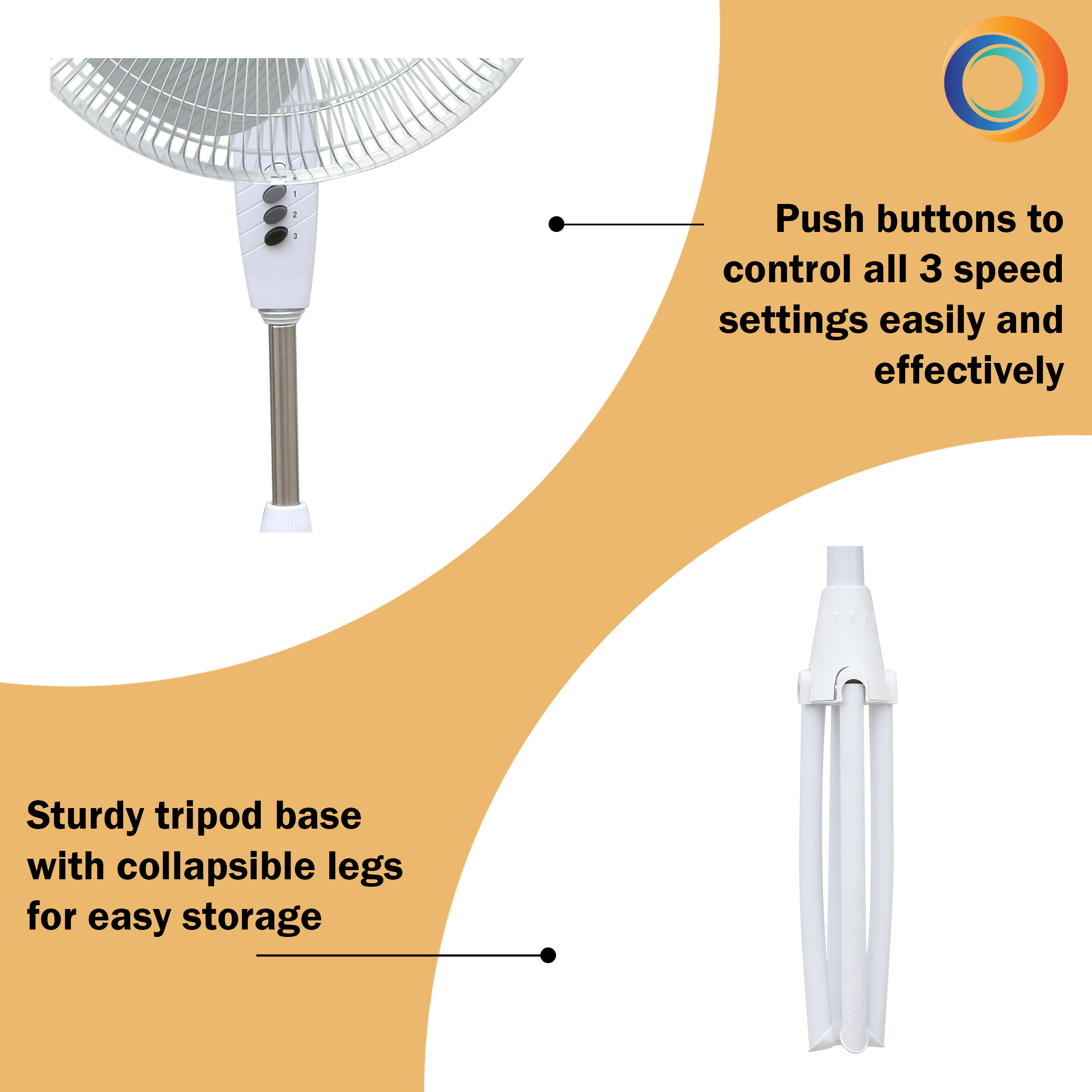 Comfort Zone CZST185WT AdjustableHeight 18" 3Speed Oscillating