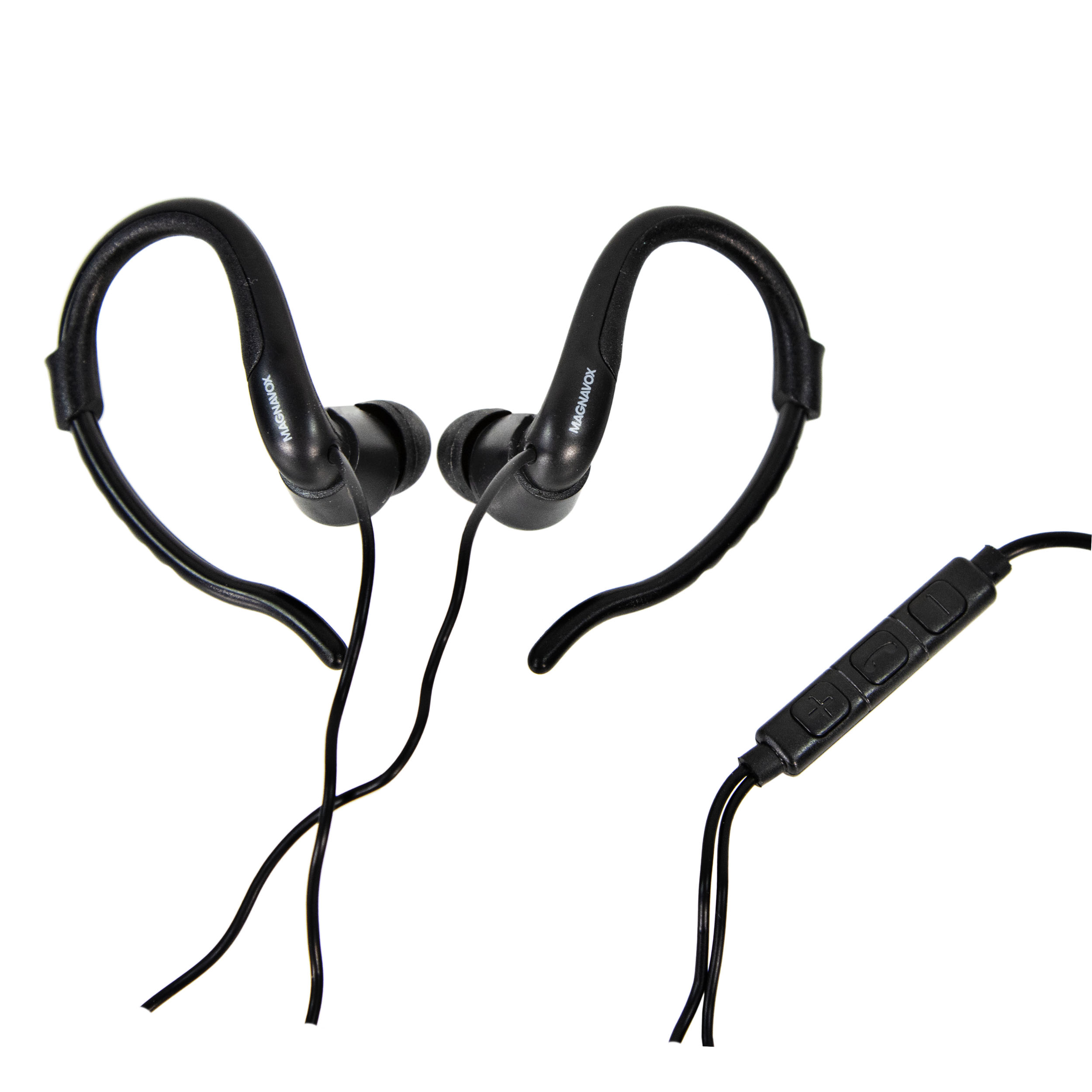 Magnavox MHP4855BK Earhook Earbuds with Microphone in Black