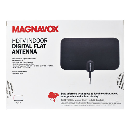 Magnavox MC337 Indoor Antenna with Built in 3.3ft Coaxial Cord in Black