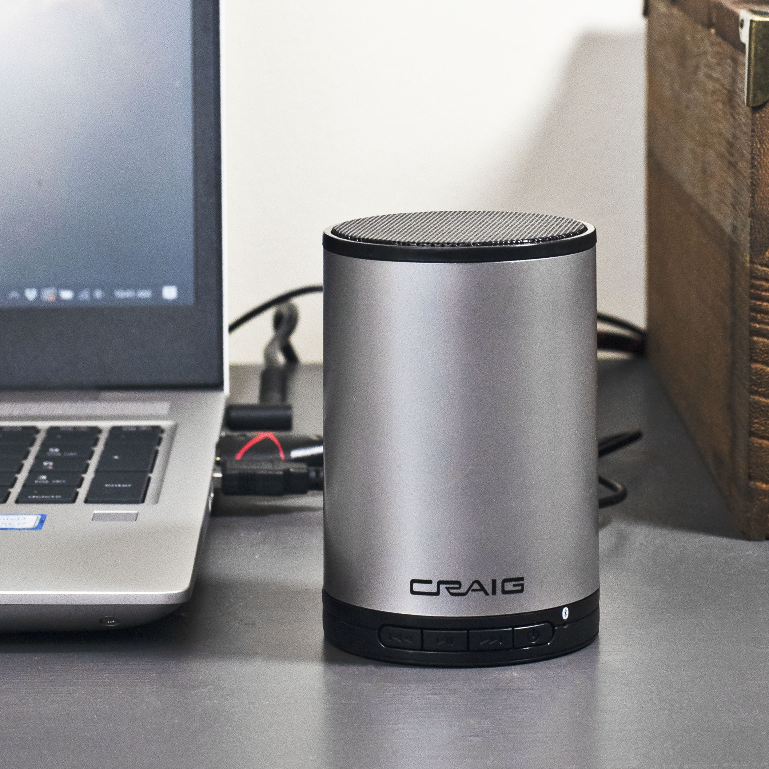 Craig CMA3692 Portable Bluetooth Stereo Speaker with in Silver and