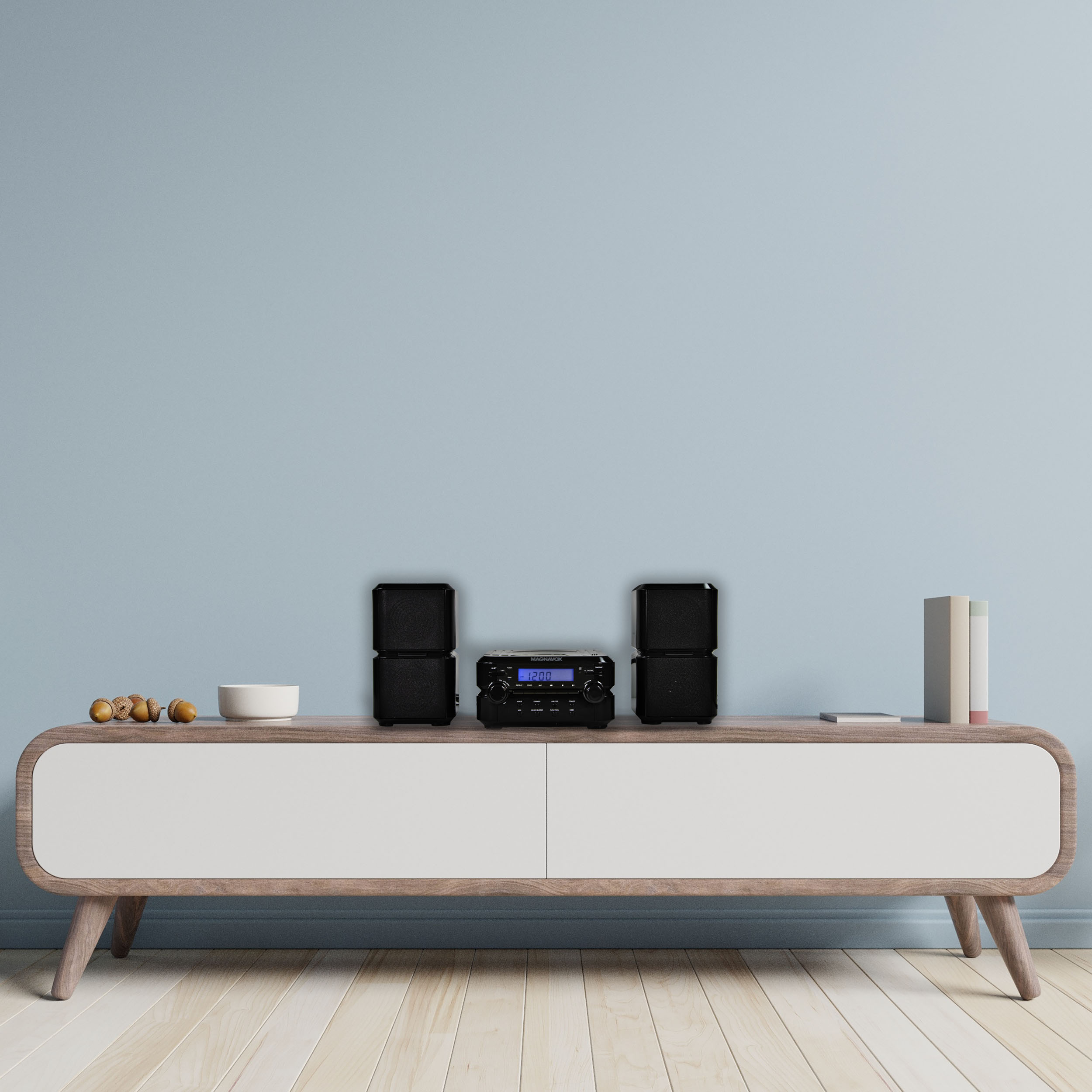 Magnavox MM435BK Compact CD Shelf System with AM/FM, Bluetooth