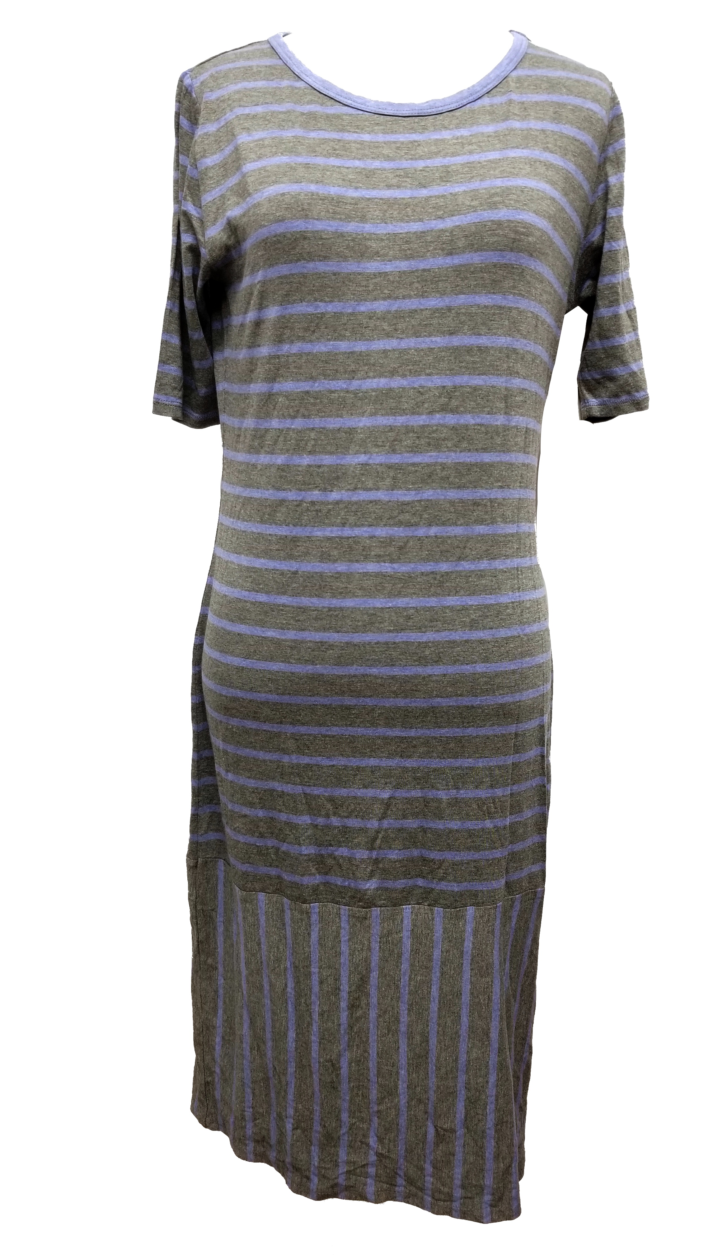 New LulaRoe Julia Dress Medium grey gray blue heathered solid color beautiful