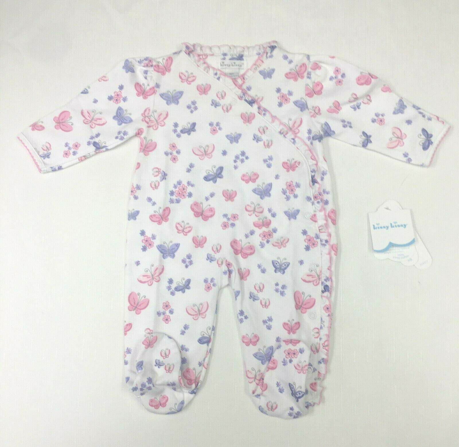 Kissy Kissy Baby One Piece Kimono Jumpsuit White Pink Purple Butterfly Floral