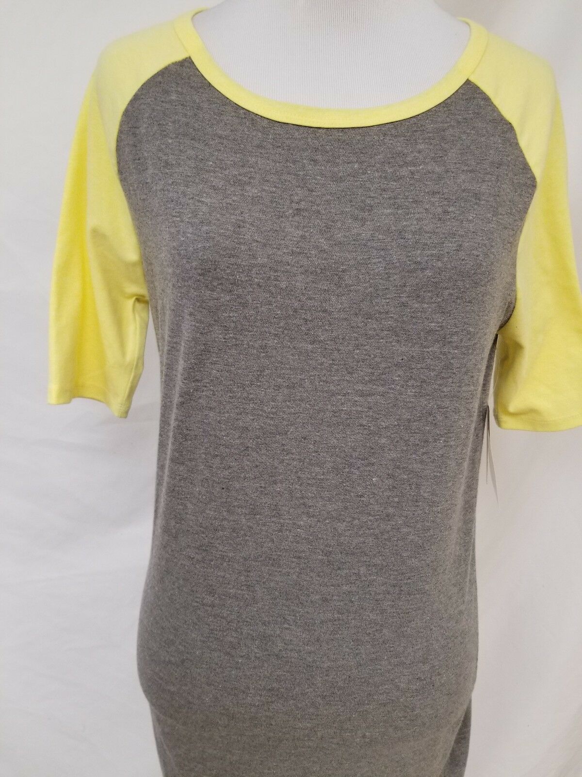 New LulaRoe Julia Dress Medium grey gray blue heathered solid color beautiful