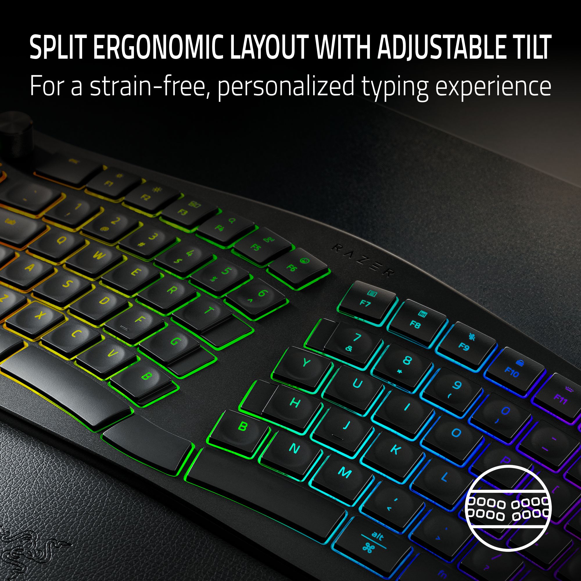Razer Pro Type Ergo - Wireless Split Ergonomic RGB Gaming Keyboard