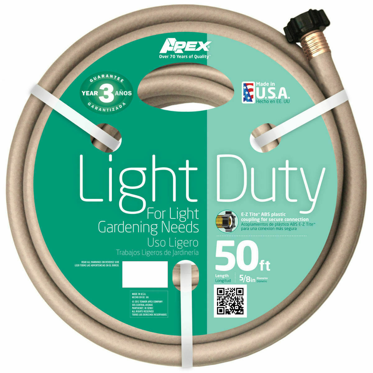 Green Thumb / Apex 840050 Light Duty 5/8" x 50' Garden Hose w/ EZ Tite