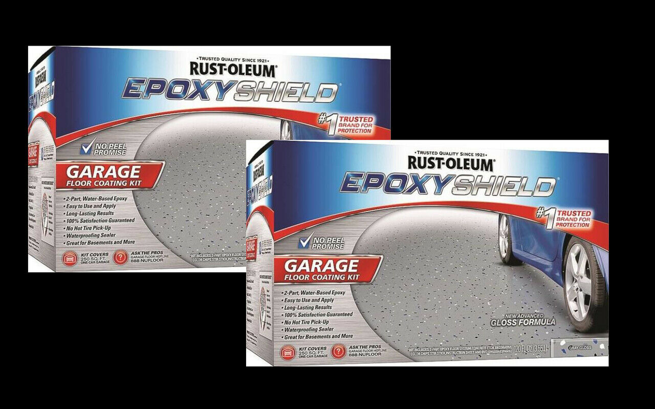 Rustoleum 251965 2 Pack Epoxy Shield Gray Garage Floor Paint Kit