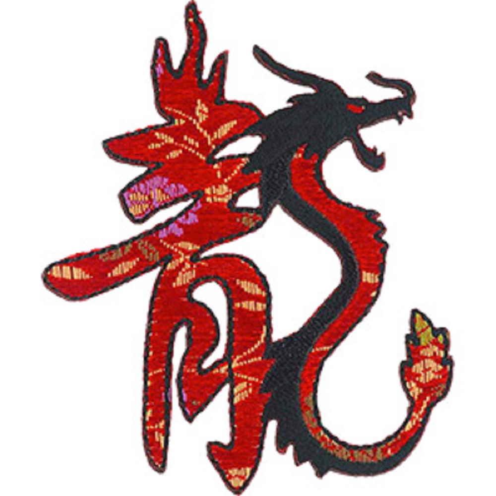 Dragons Kanji Patch Sew Iron on Dragon Embroidered Patch 2.5" x 3