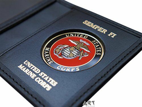 Portafogli del Corpo dei Marines, licenza ufficiale militare degli Stati Uniti vera pelle - Foto 10 di 15