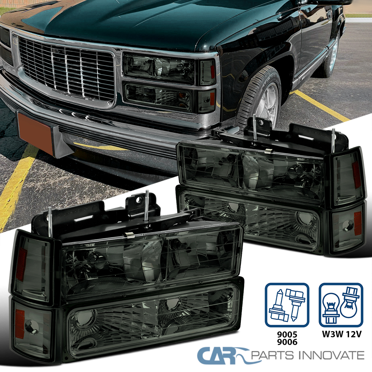 1994 Gmc Sierra 1500 Front Bumper Spec-D Headlight Assembly Kit For 94-98 Chevy C/K Pickup & Tahoe - With Corner Lamps 97 Chevy 1500 Headlights - Foto 2