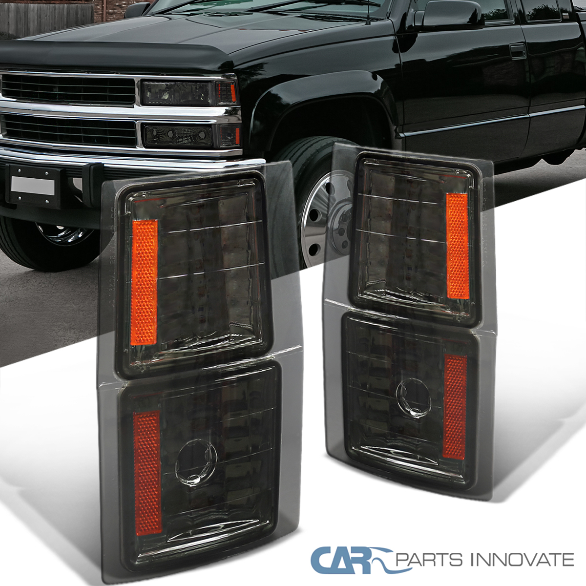 4-Piece Smoke Corner Lights For 1994-1998 Chevy C10/Silverado/Tahoe - Signal Lamps 4 thumbnail image