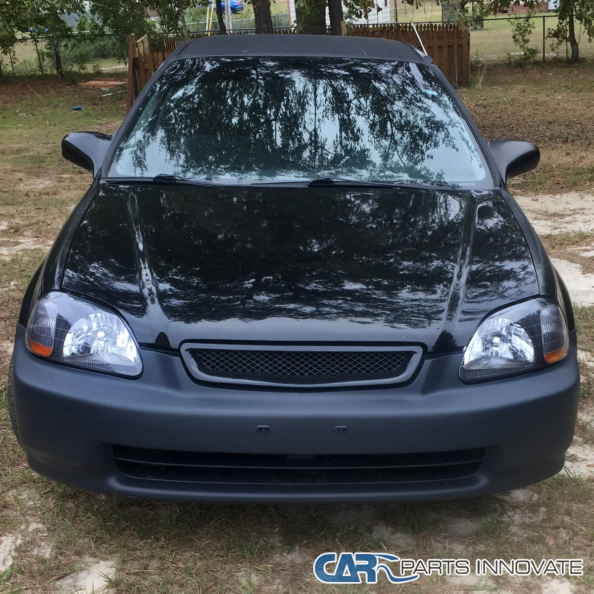 For 9698 Honda Civic EK Replacement JDM Black Clear Headlights Head