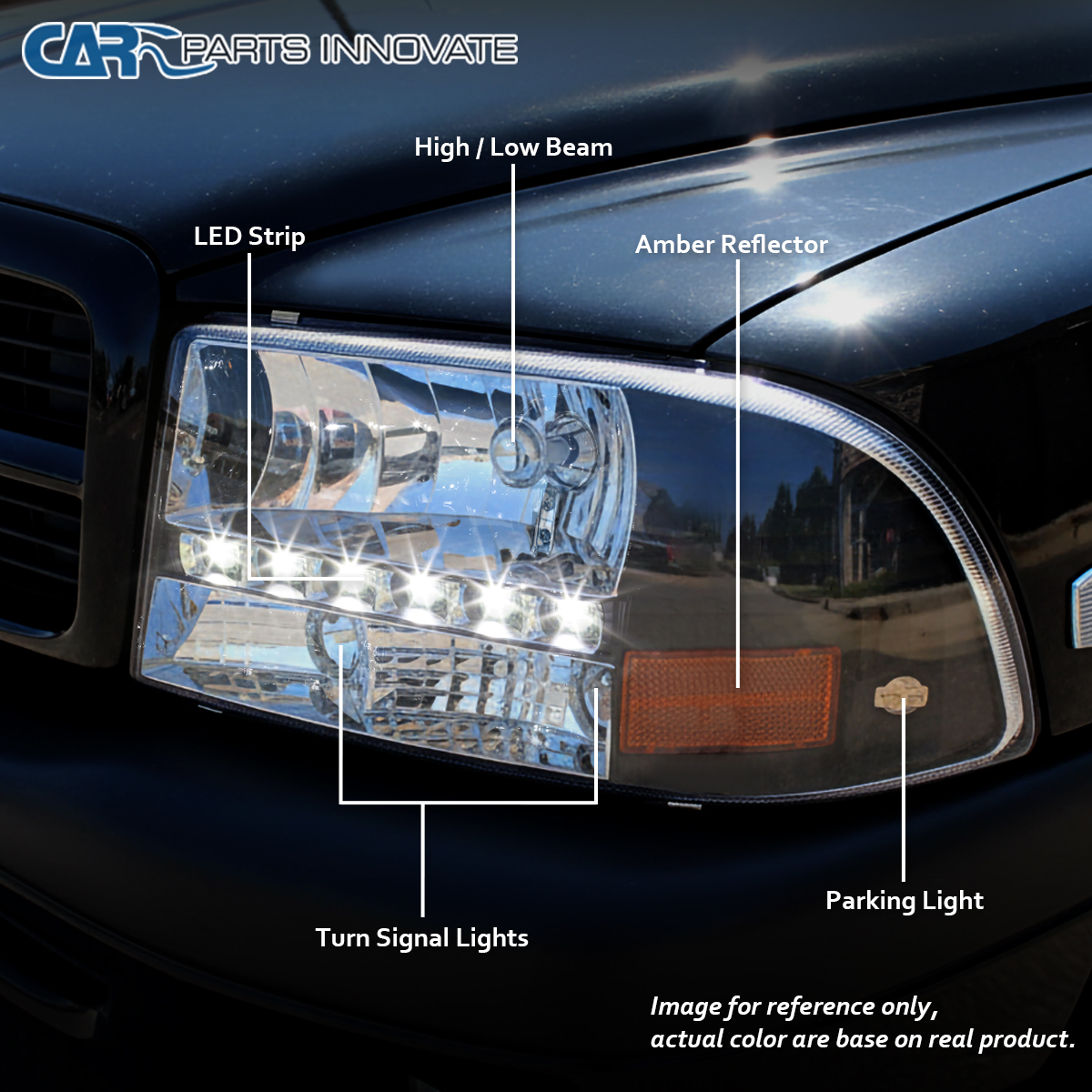 ANZO 97-04 Dodge Dakota/Durango Crystal headlight Set w/ Light Bar Bla – Race Ready Fabrication