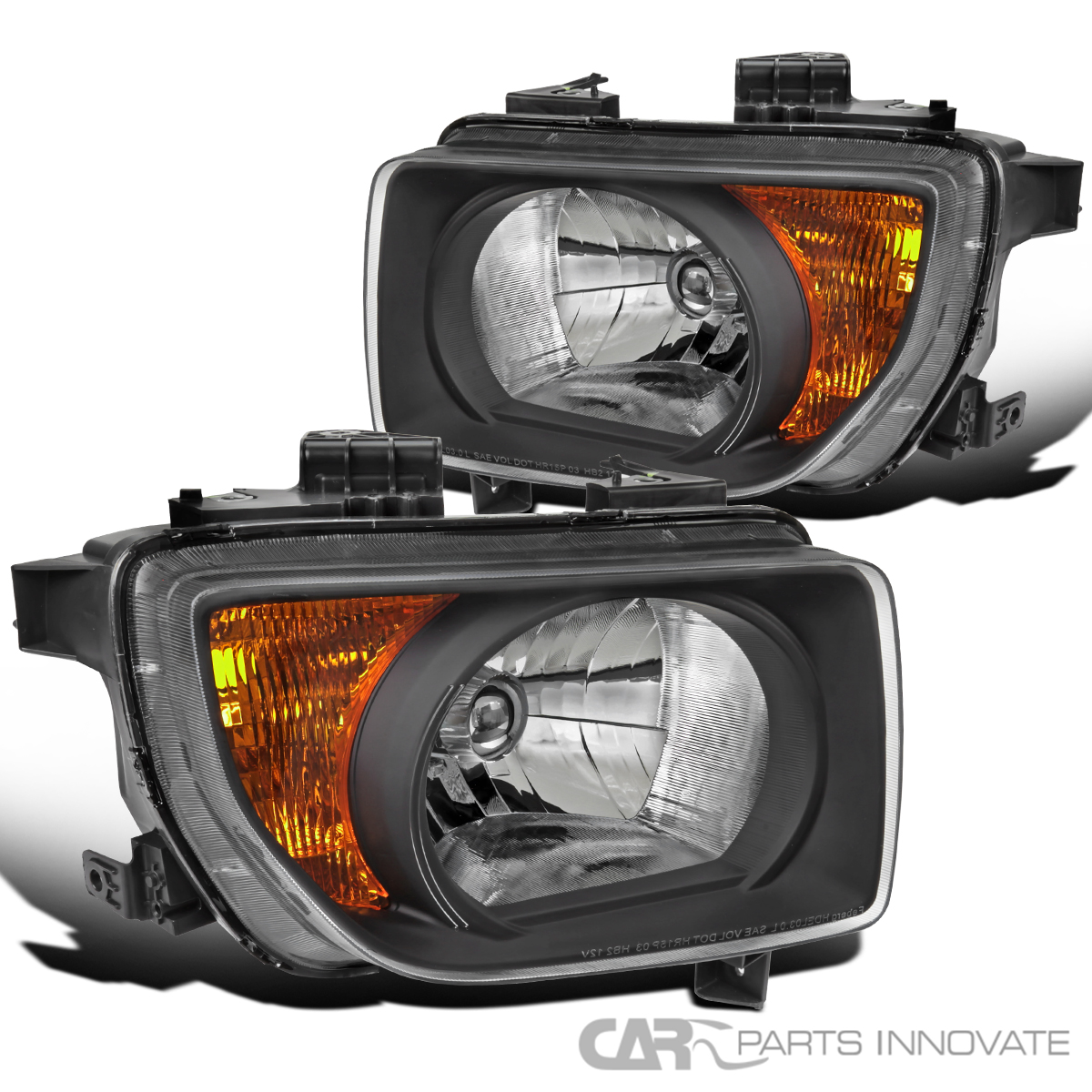 Fits 2003-2008 Honda Element Black Headlights Left+Right Pair