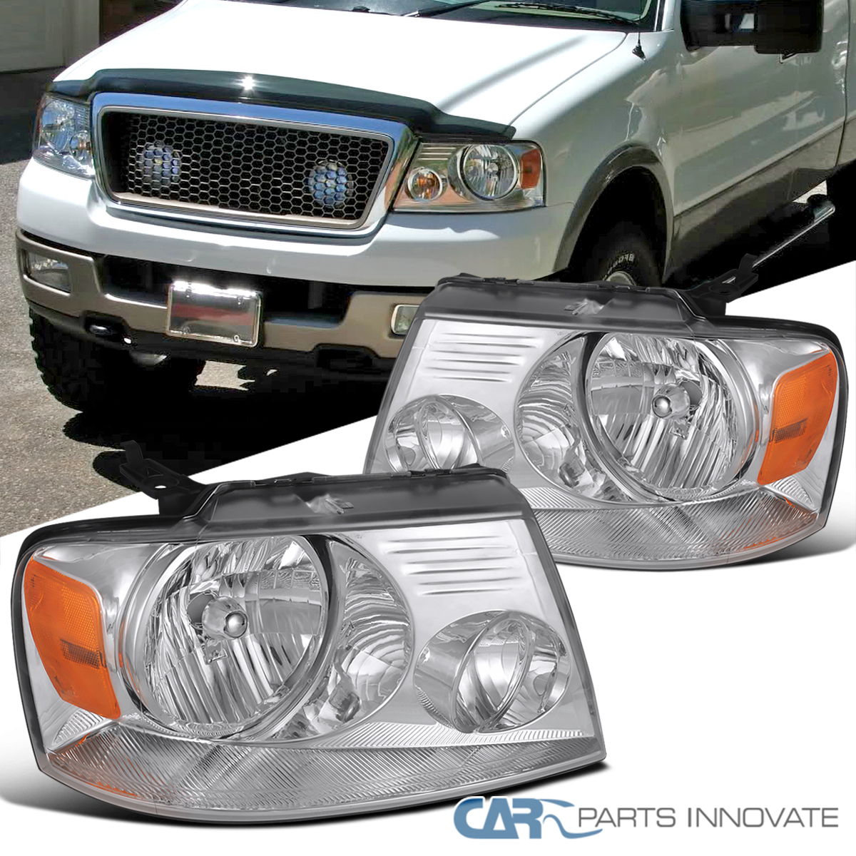 06-08 Mark LT Smoke Halo Projector Headlights w//Daytime LED For 04-08 F150//LOBO