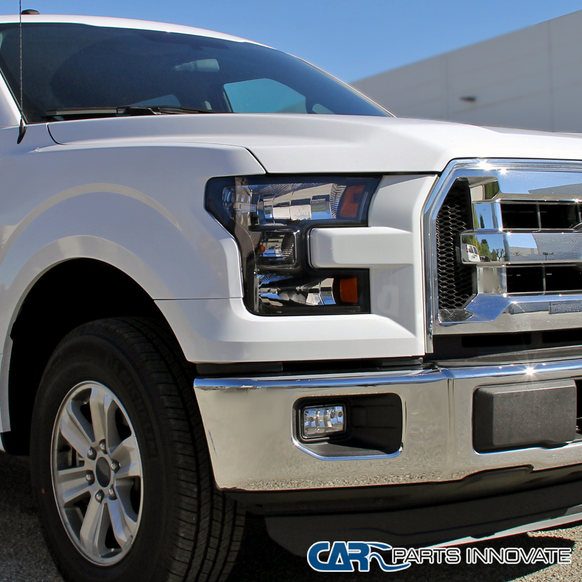 Pair Black Headlights For 2015-2017 Ford F150 F-150 – Left & Right, Matte Black Housing, Clear Lens, Direct Replacement