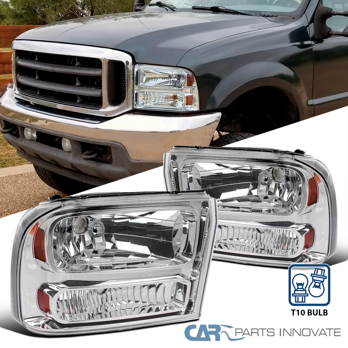 DAT AUTO PARTS Black Head LAMP Door for USE with Sealed Beams Replacement for 99-04 Ford F-Series Super Duty FO2512157 Left Driver Side