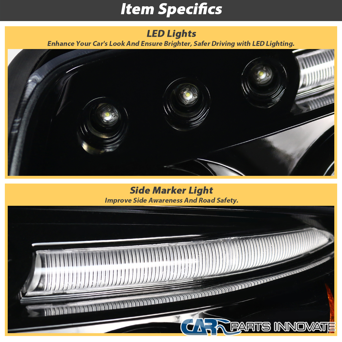 Pearl Black Fits 2003-2005 Toyota 4Runner LED Halo Projector