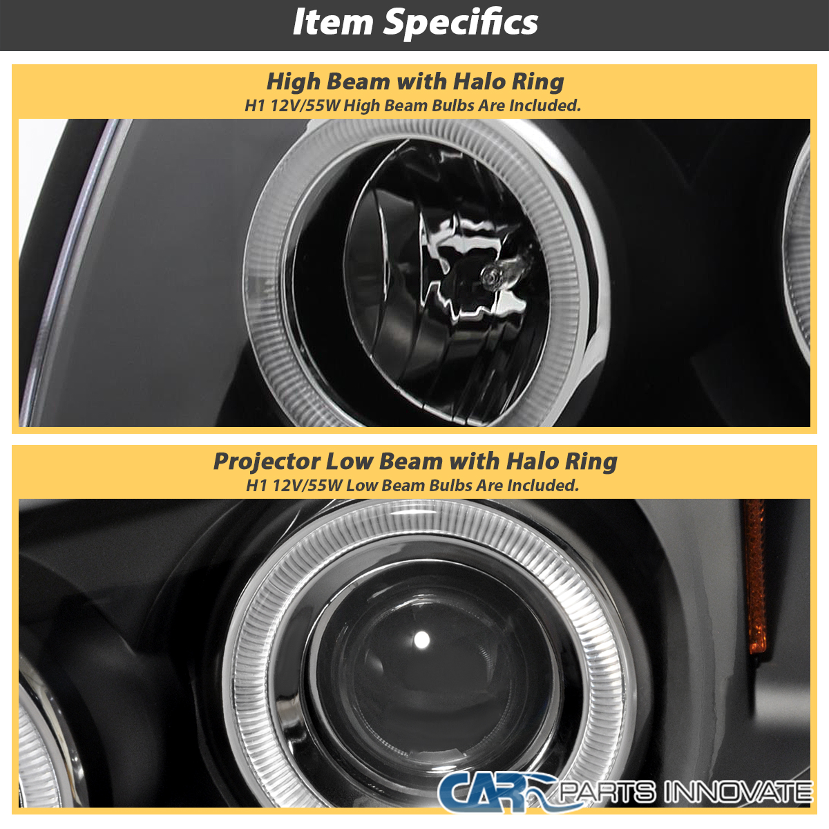 Black Fits 2003-2005 Toyota 4Runner Sport LED Halo Projector