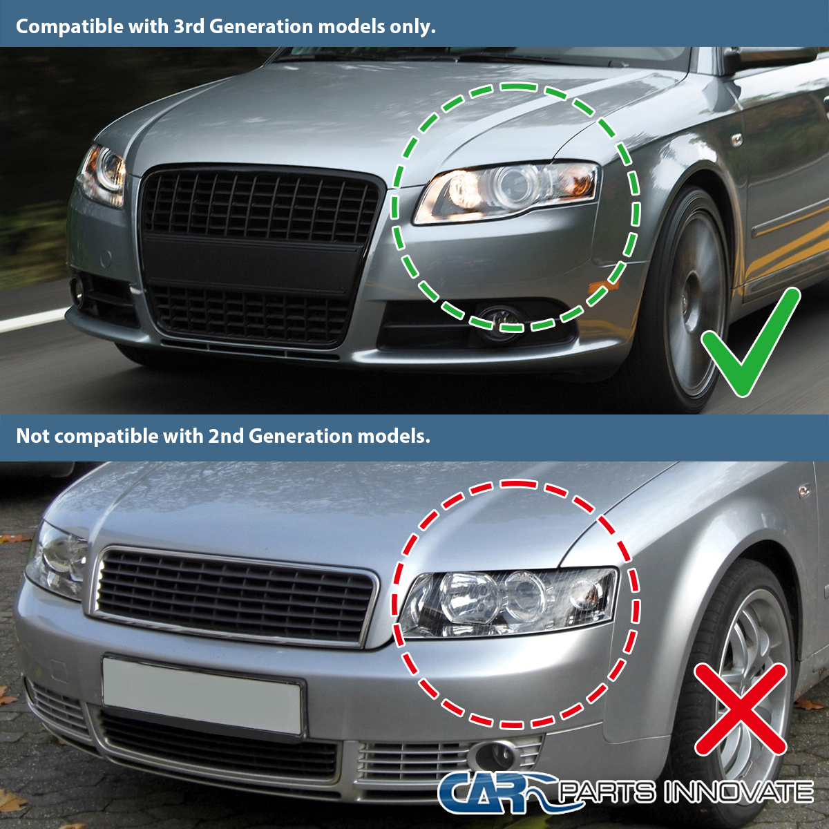 Fits 2006-2008 Audi A4 Black Projector Headlights Driving