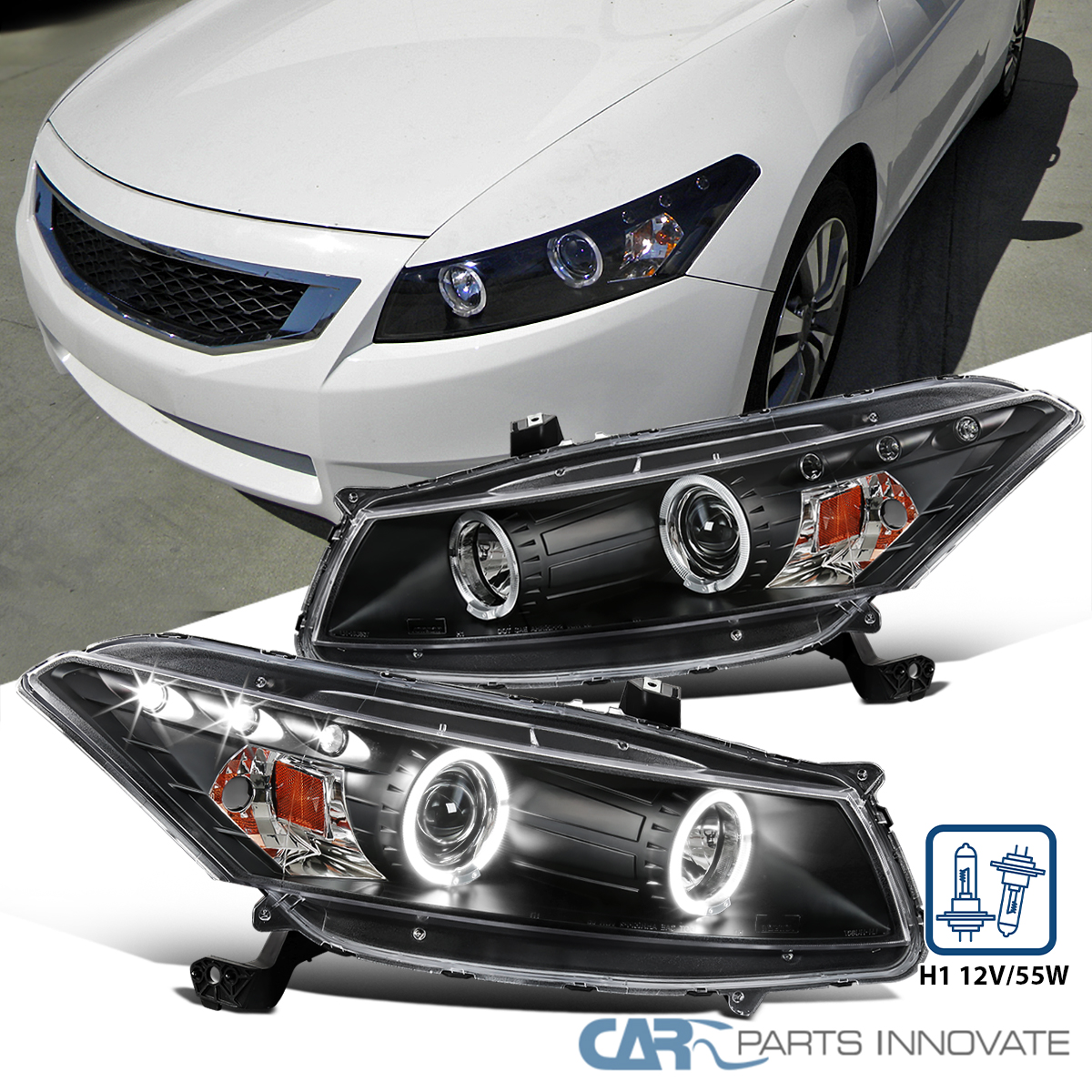 Spyder 08-12 Honda Accord 4DR Projector Headlights LED Black