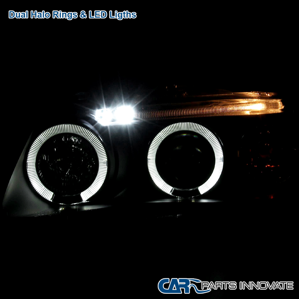 ⭐︎ Fits 2001-2004 Frontier Black LED Halo Projector Headlights
