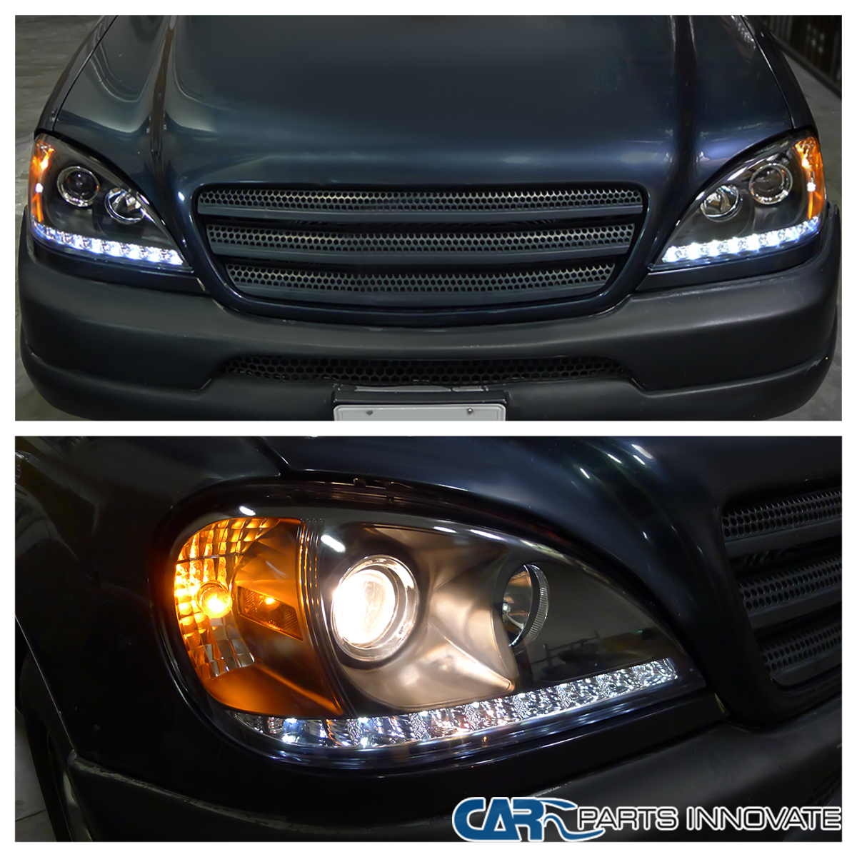 Black Fits 2002-2005 Mercedes W163 ML350 ML500 ML LED Strip