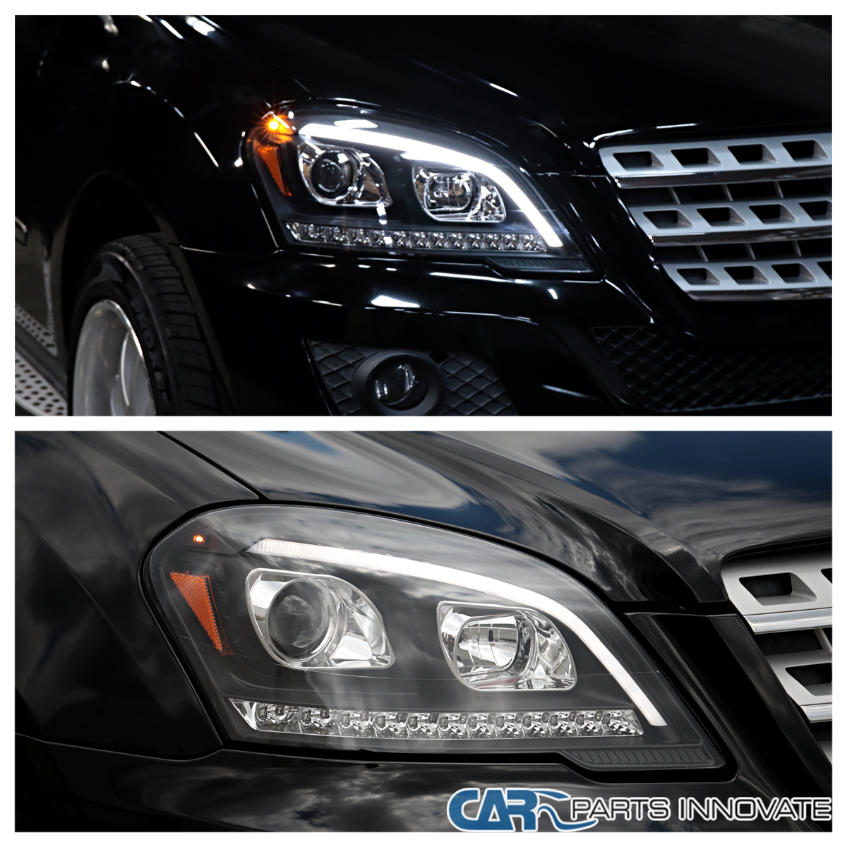 Fits 2009-2011 Benz W164 ML350 Projector Headlights LED Sequential
