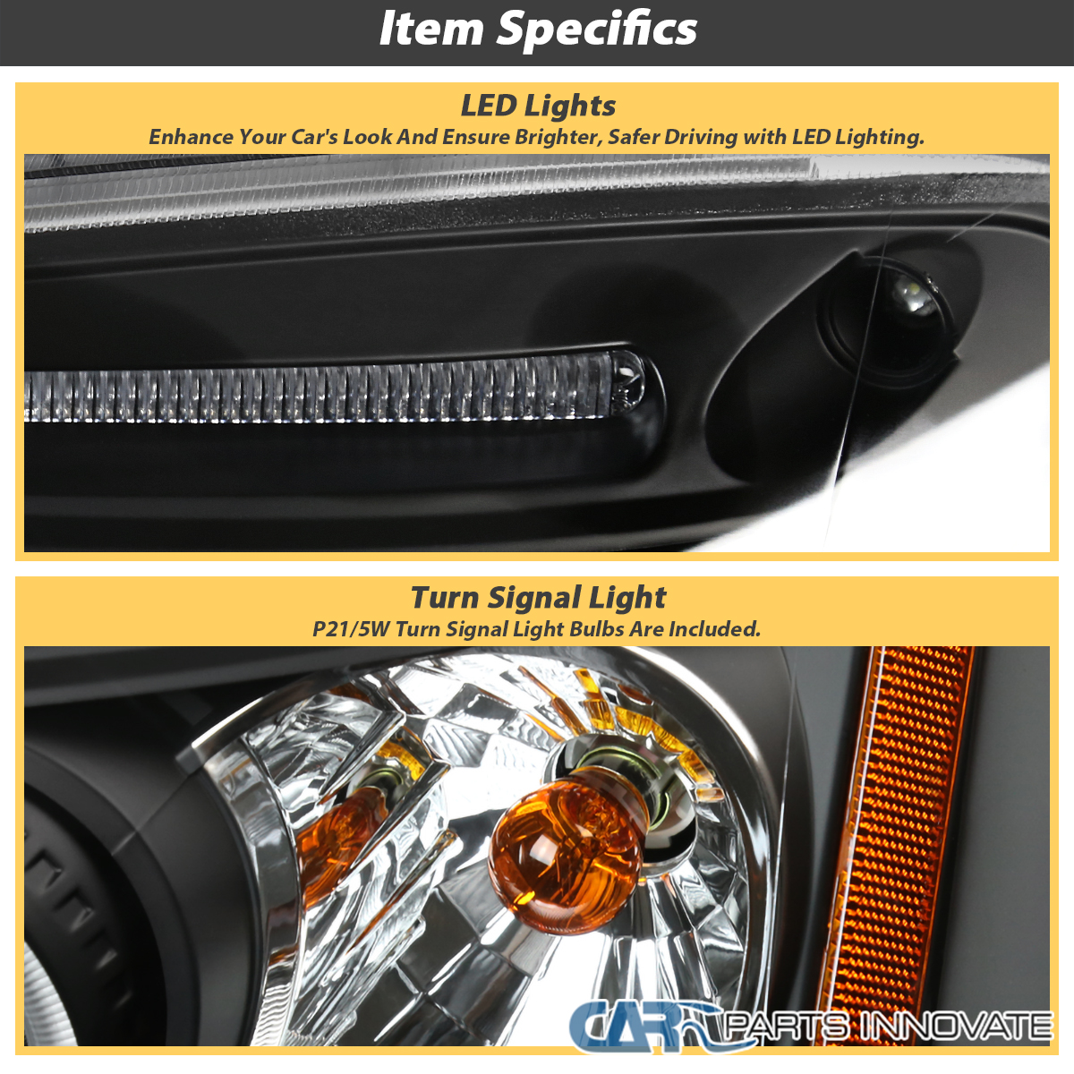 Fits 2001-2003 Honda Civic 2/4Dr LED Halo Black Projector