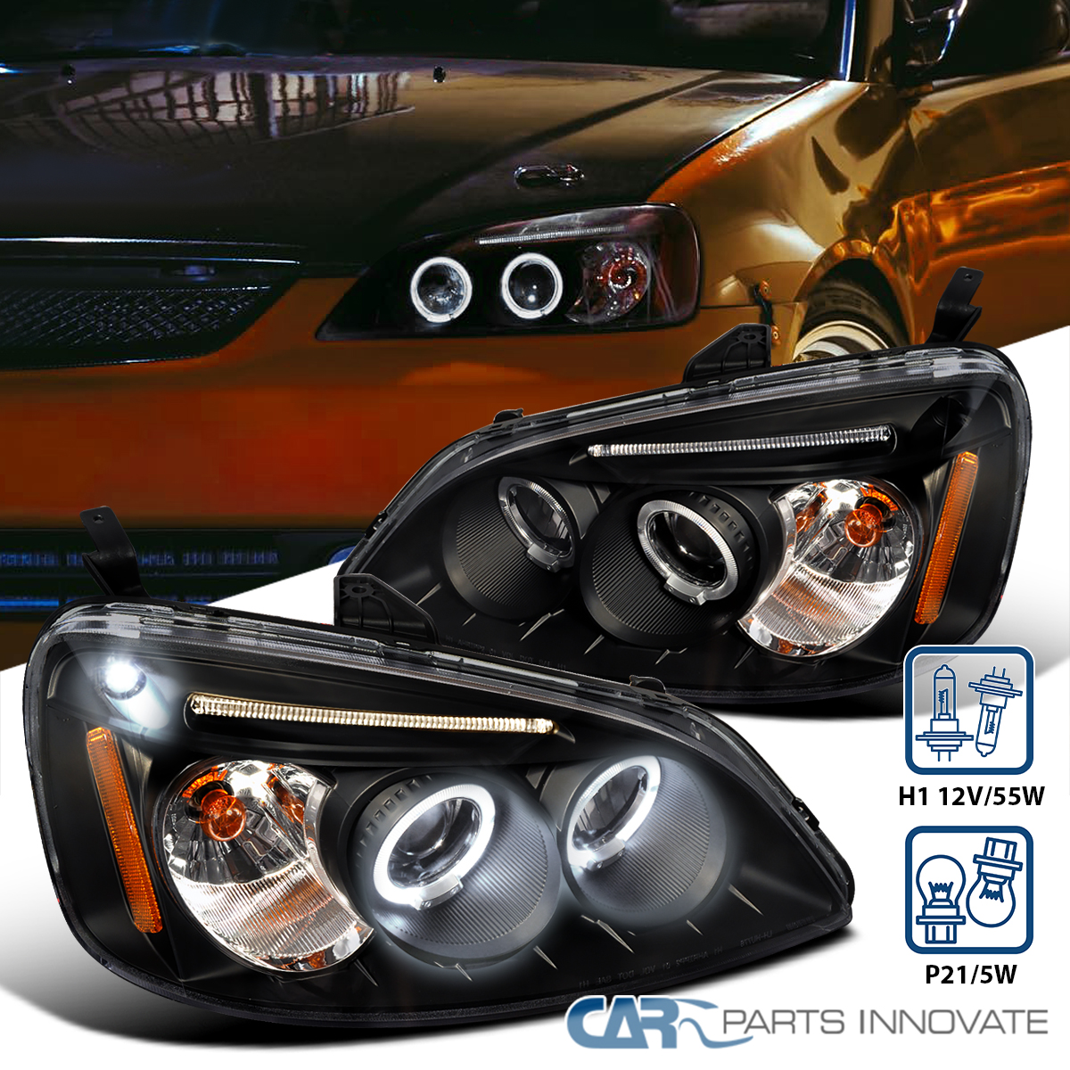 Larson Electronics 1015P9INIM4 -Chrome 100W Halogen Driver Side with Install kit 6 inch 2003 Honda Civic Coupe Post Mount Spotlight