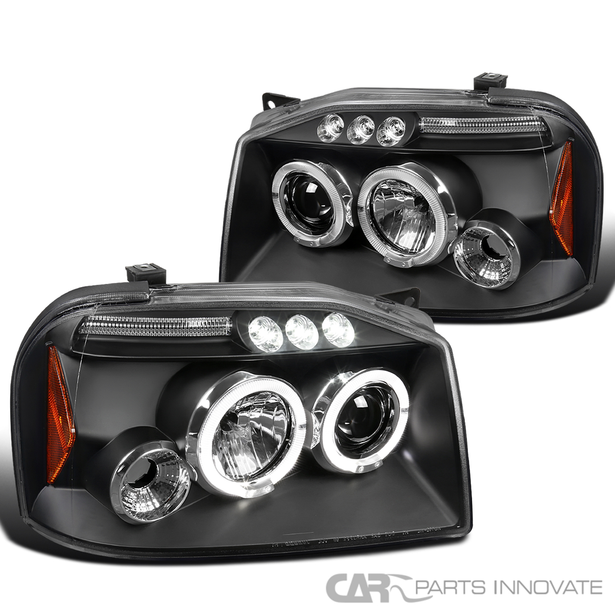 Fits 2001-2004 Frontier Black LED Halo Projector Headlights