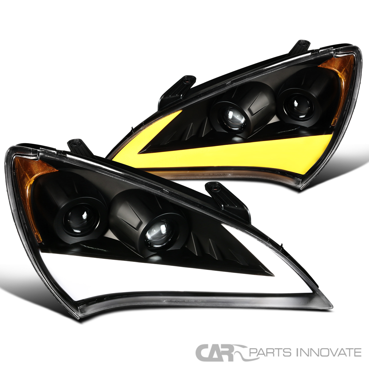1012 For Genesis Coupe Black LED DRL & Sequential Signal Projector