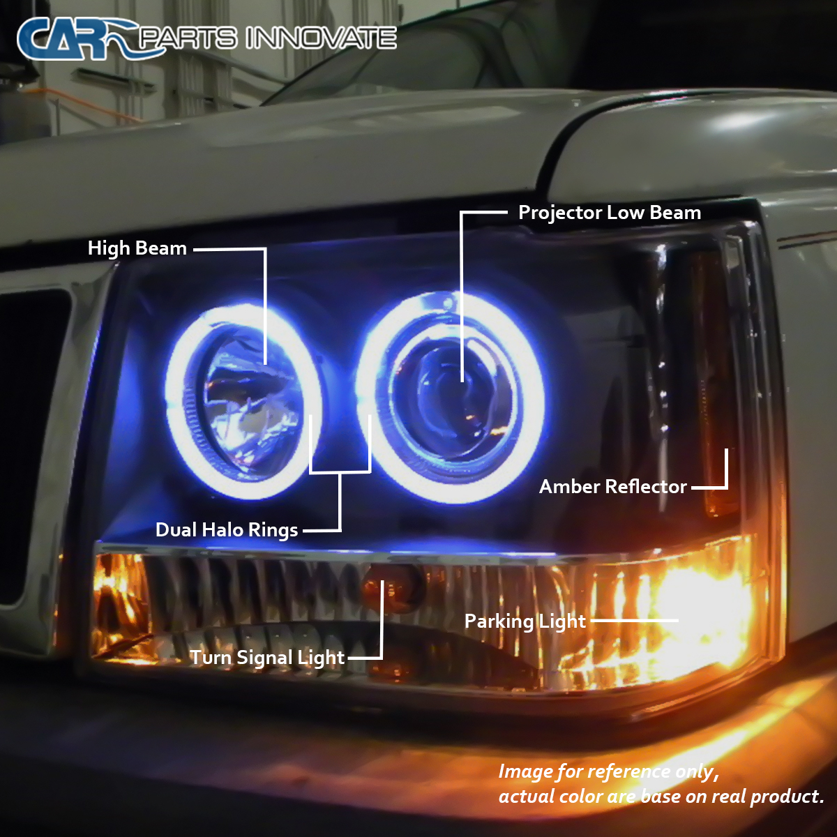Fits 93-96 Jeep Grand Cherokee Clear Halo Projector Headlights