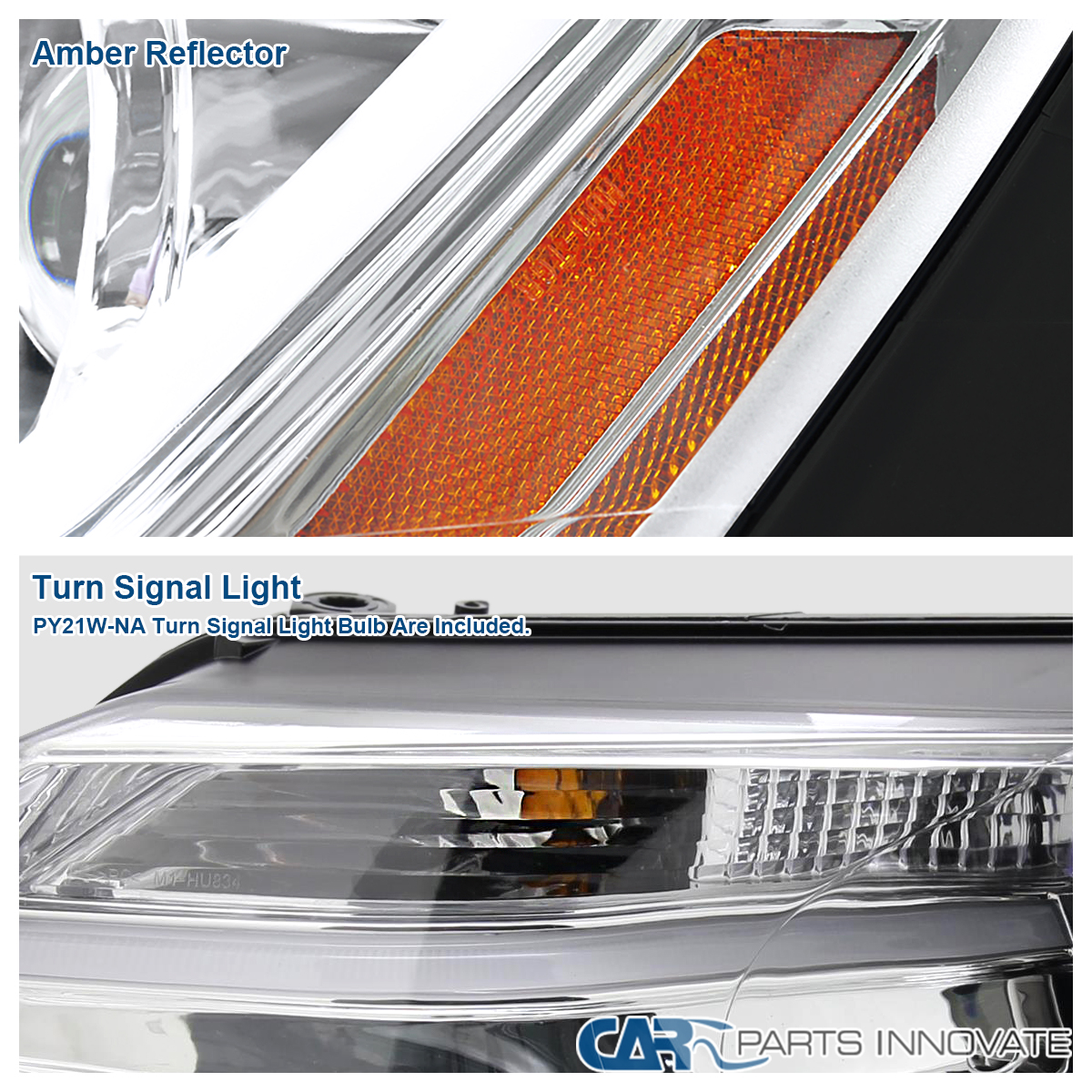 thumbnail image 2 of Carpartsinnovate Projector Headlights For VW Jetta 2011-2018 – Smoke Lens, Glossy Black, LED Bar, H1 Bulbs Included 2 of 4