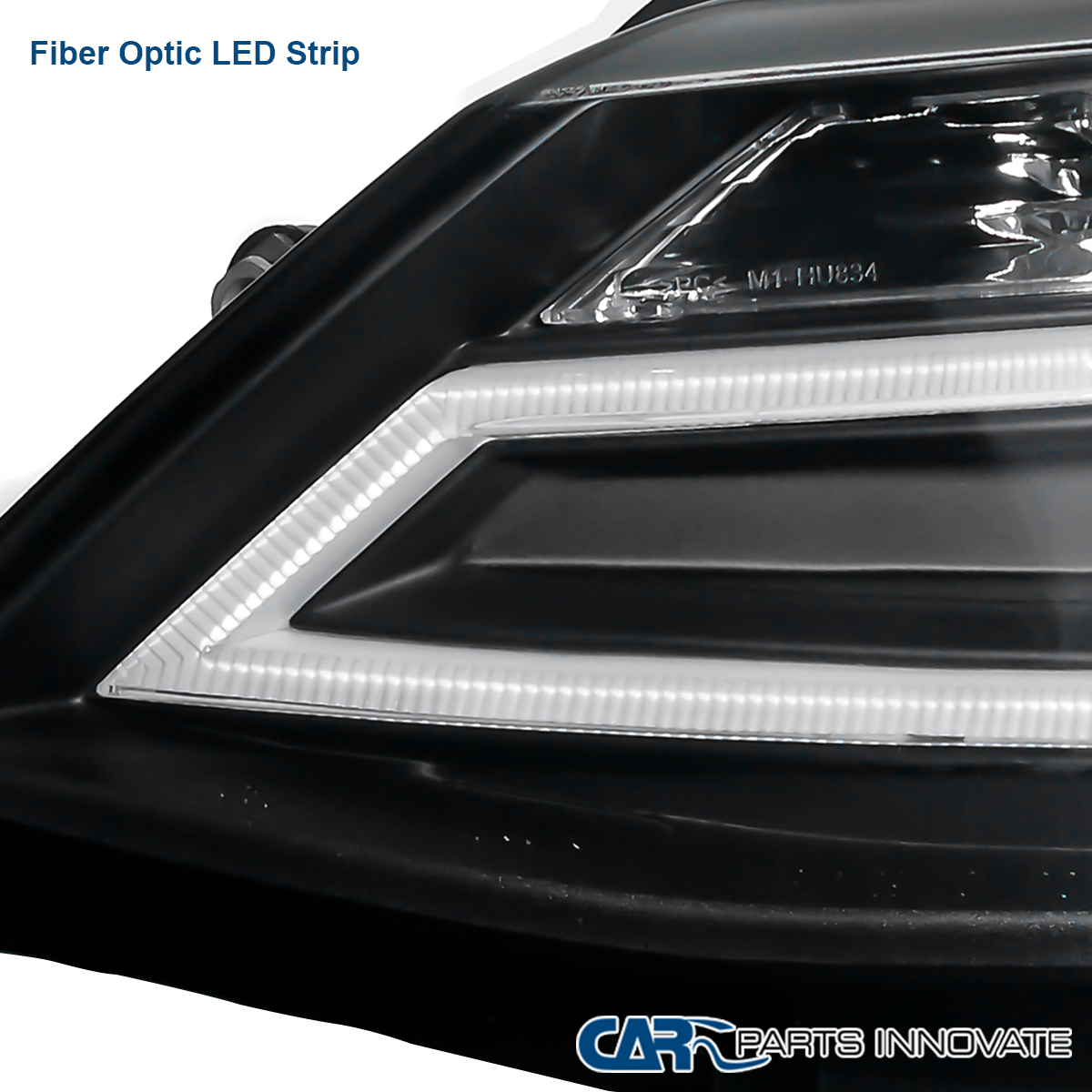 thumbnail image 2 of Carpartsinnovate Projector Headlights For VW Jetta 2011-2018 – Smoke Lens, Glossy Black, LED Bar, H1 Bulbs Included 2 of 4