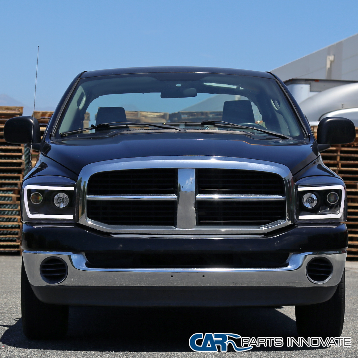 Projector Headlights W/ Switchback LED Signal – Fit 06-08 Dodge Ram 1500 2500, Matte Black, H1 Included