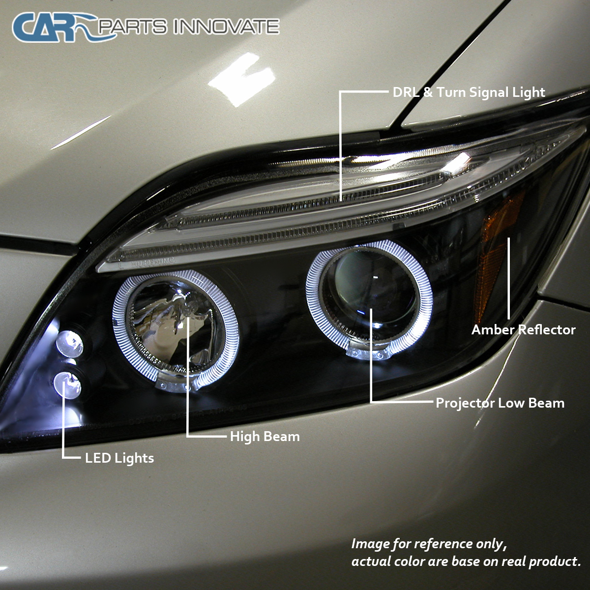 Fits 2005-2010 Scion tC LED Halo Projector Headlights Lamps Left+