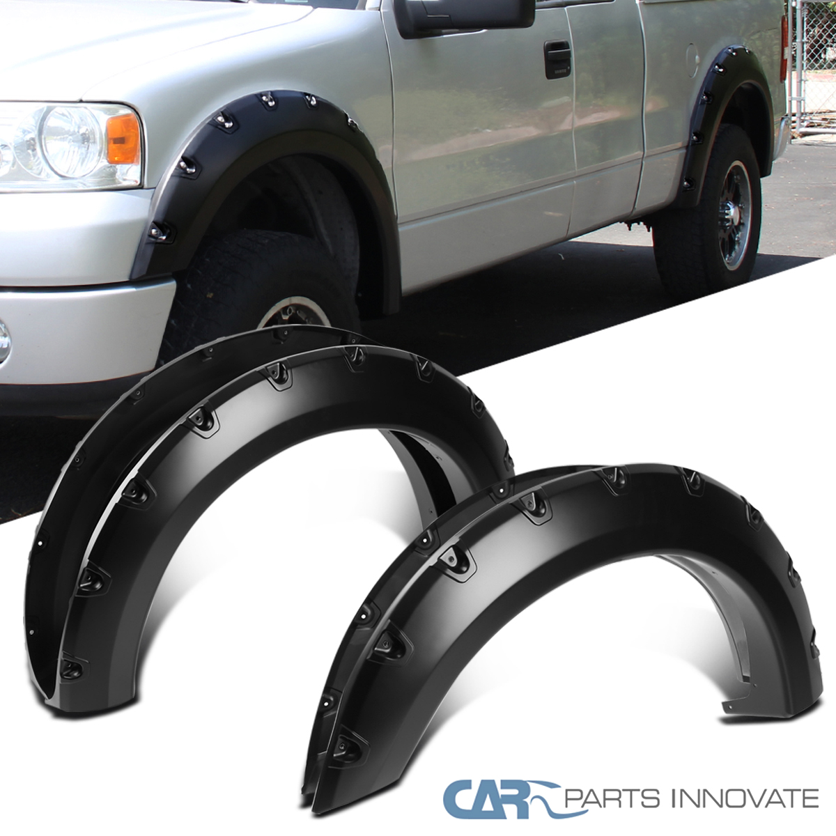 Carpartsinnovate For 09-14 Ford F150 F-150 Styleside Bolt-On Pocket Rivet Rough Texture Fender Flare