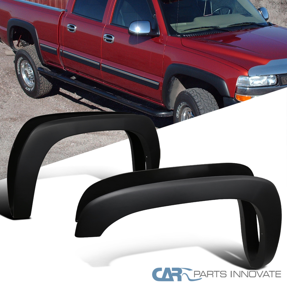 Carpartsinnovate For 07-13 Silverado 1500 5.8 Fleetside Pocket Rivet Rough Texture Fender Flares