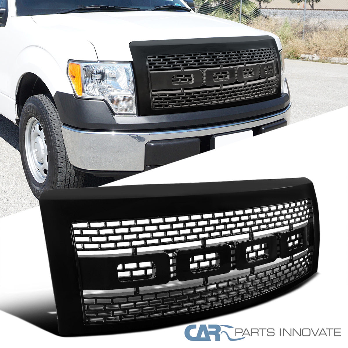 Gloss Black Seven Sparta Raptor Style Grill for Ford F150 2009-2014 Front Grill for F150