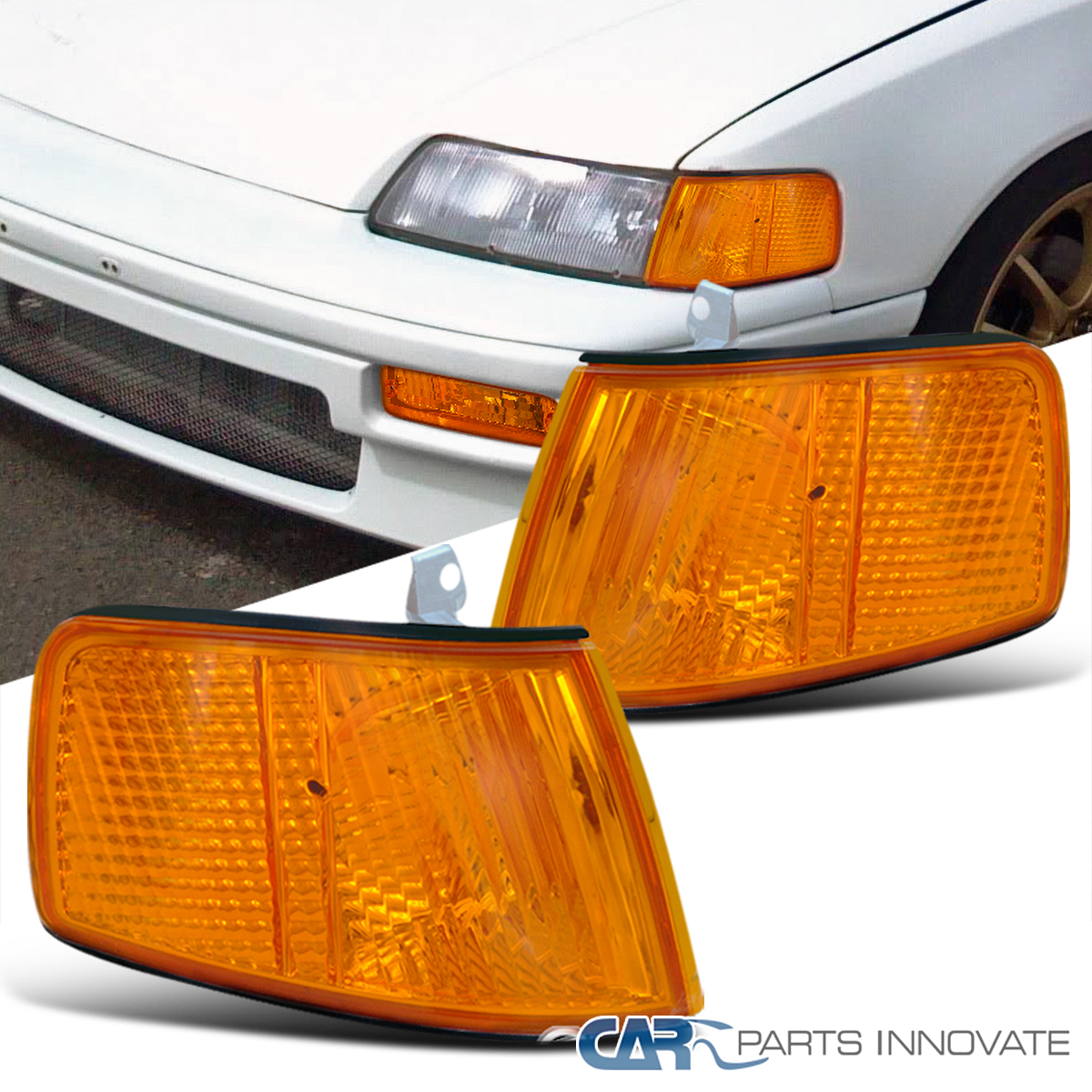 Fits 90-91 Honda CRX JDM Amber Signal Corner Lights Lamp w/ One