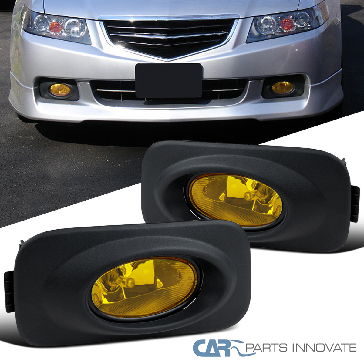 Fit 0405 Acura TSX Yellow Amber Fog Lights Driving Bumper Lamps+Bulbs